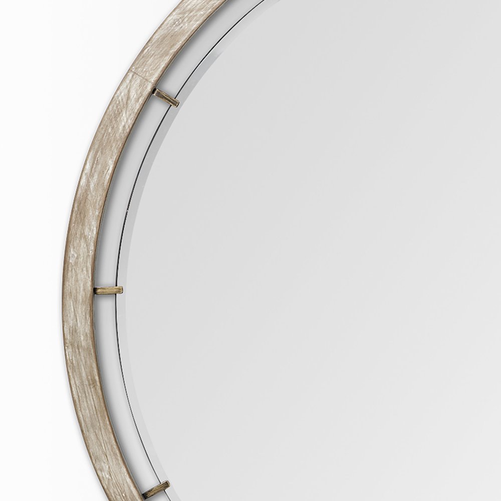 Sonance 54" Round Brown Wood Frame Mirror. Picture 3