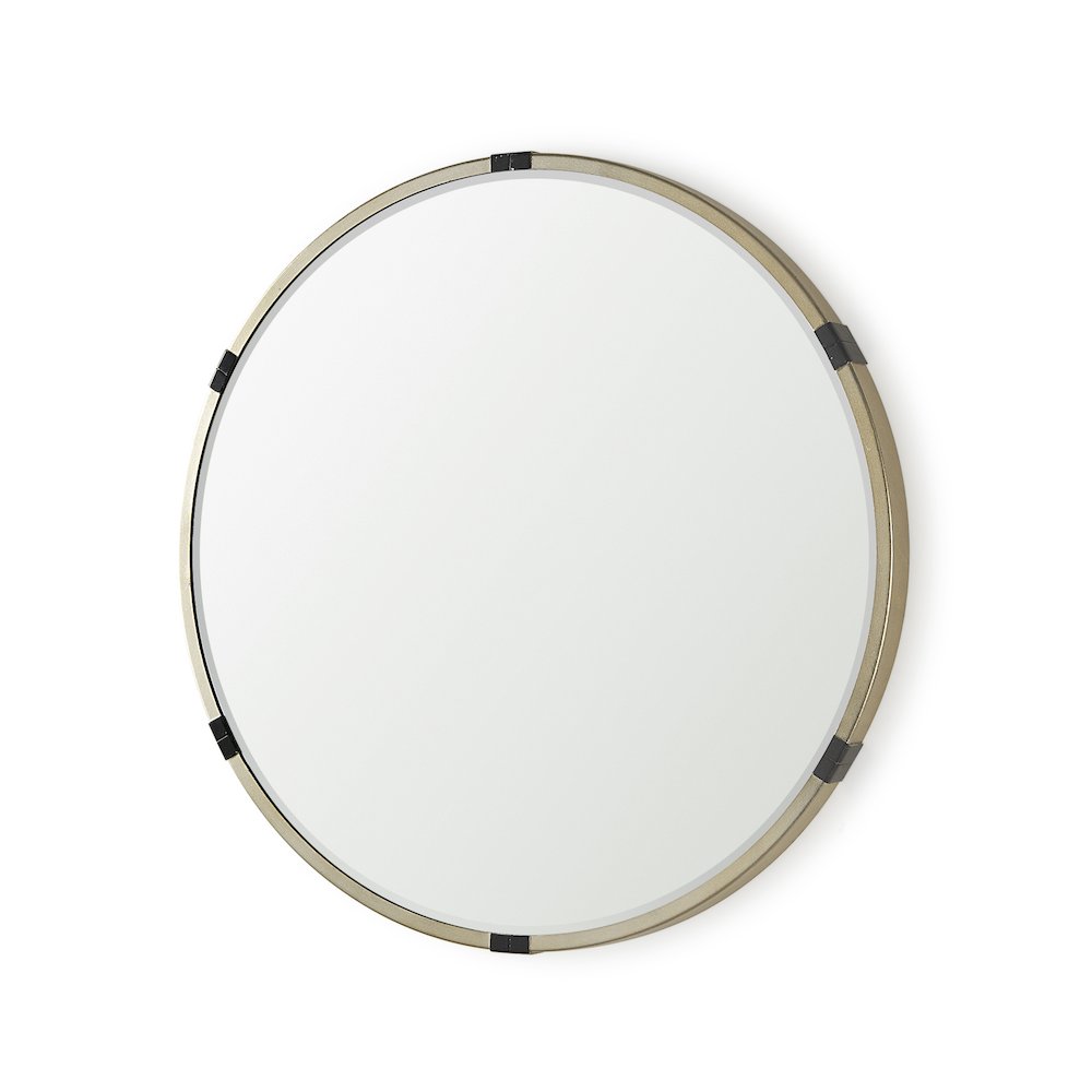 Melissa 28.5" Medium Round Gold Metal Wall Mirror. Picture 1