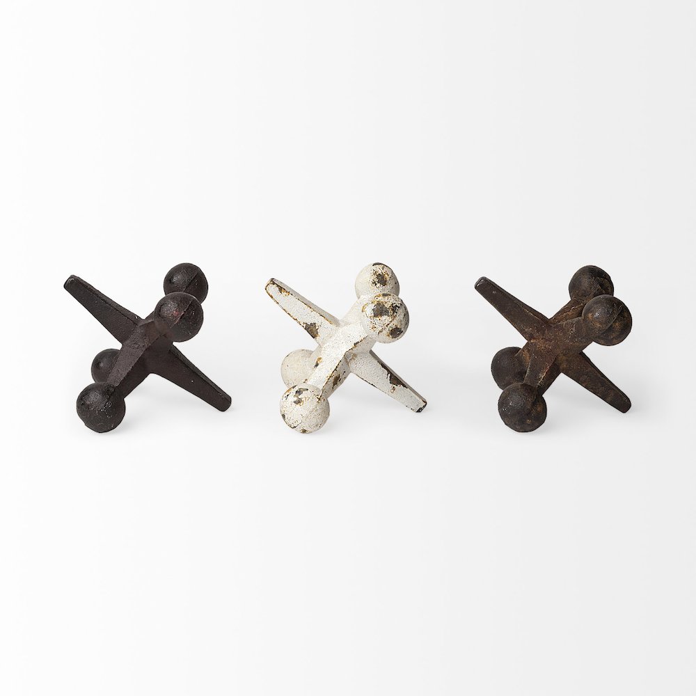 Jax Set of 3 8L x 7W Cast Iron Metal Jacks. Picture 2