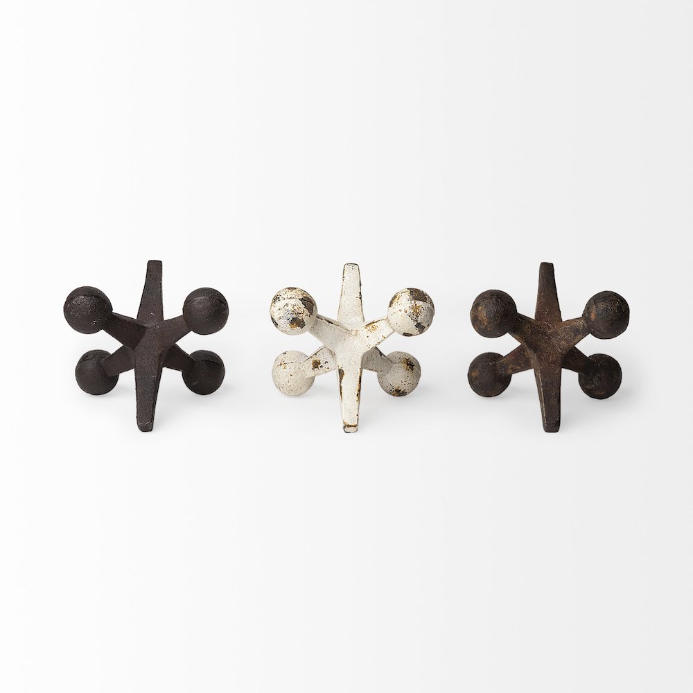 Jax Set of 3 8L x 7W Cast Iron Metal Jacks. Picture 3