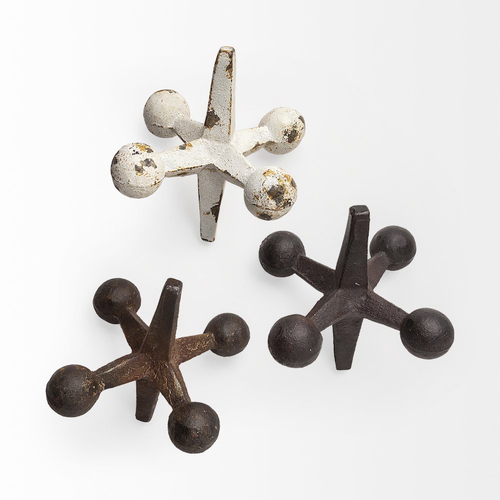 Jax Set of 3 8L x 7W Cast Iron Metal Jacks. Picture 4