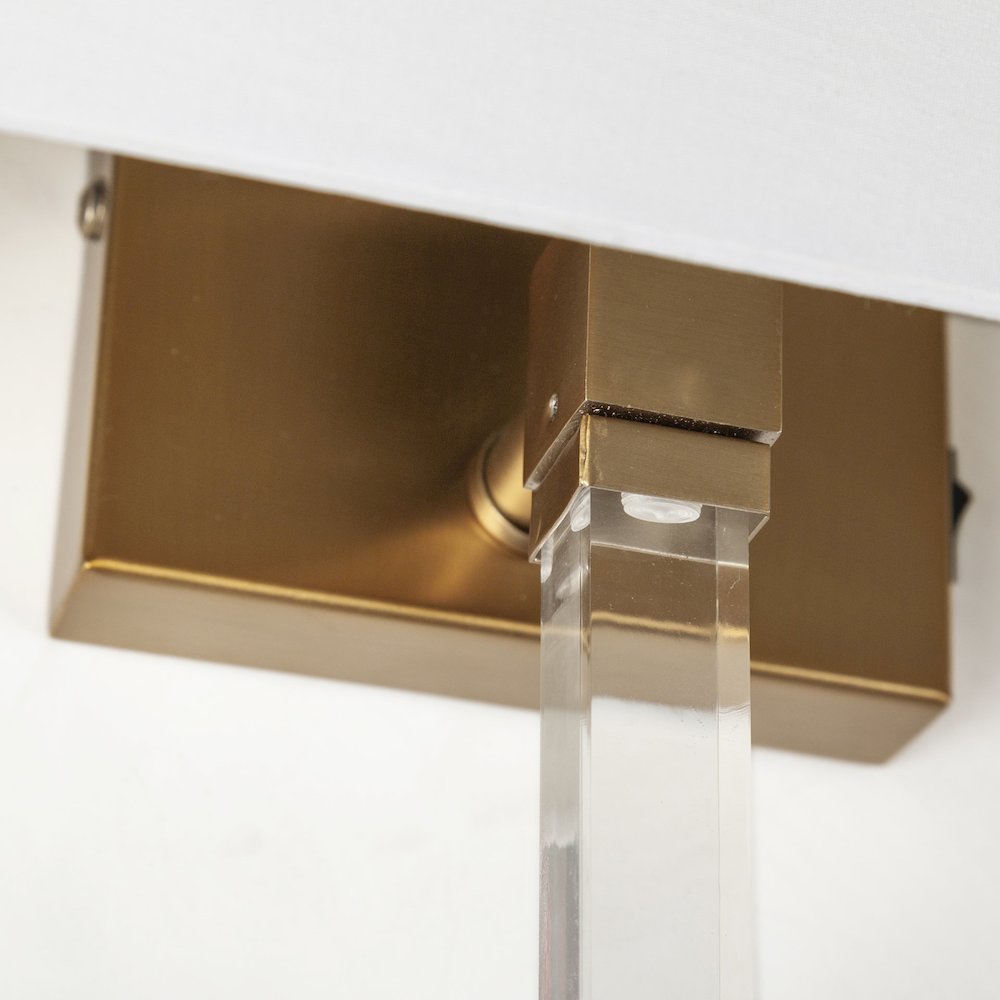 Cantabria 12x30 White Shade Brass/Acrylic Wall Sconce. Picture 2
