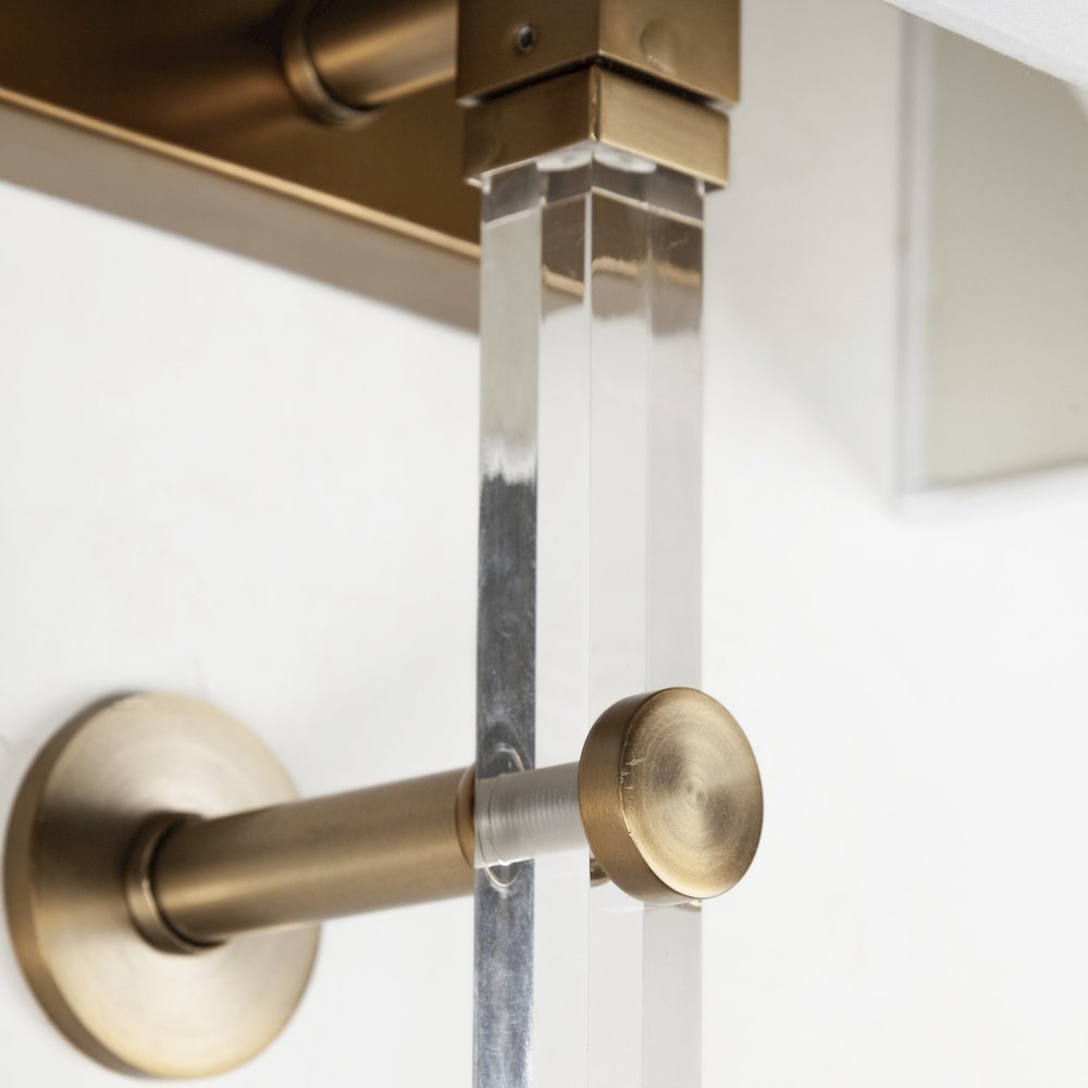 Cantabria 12x30 White Shade Brass/Acrylic Wall Sconce. Picture 3