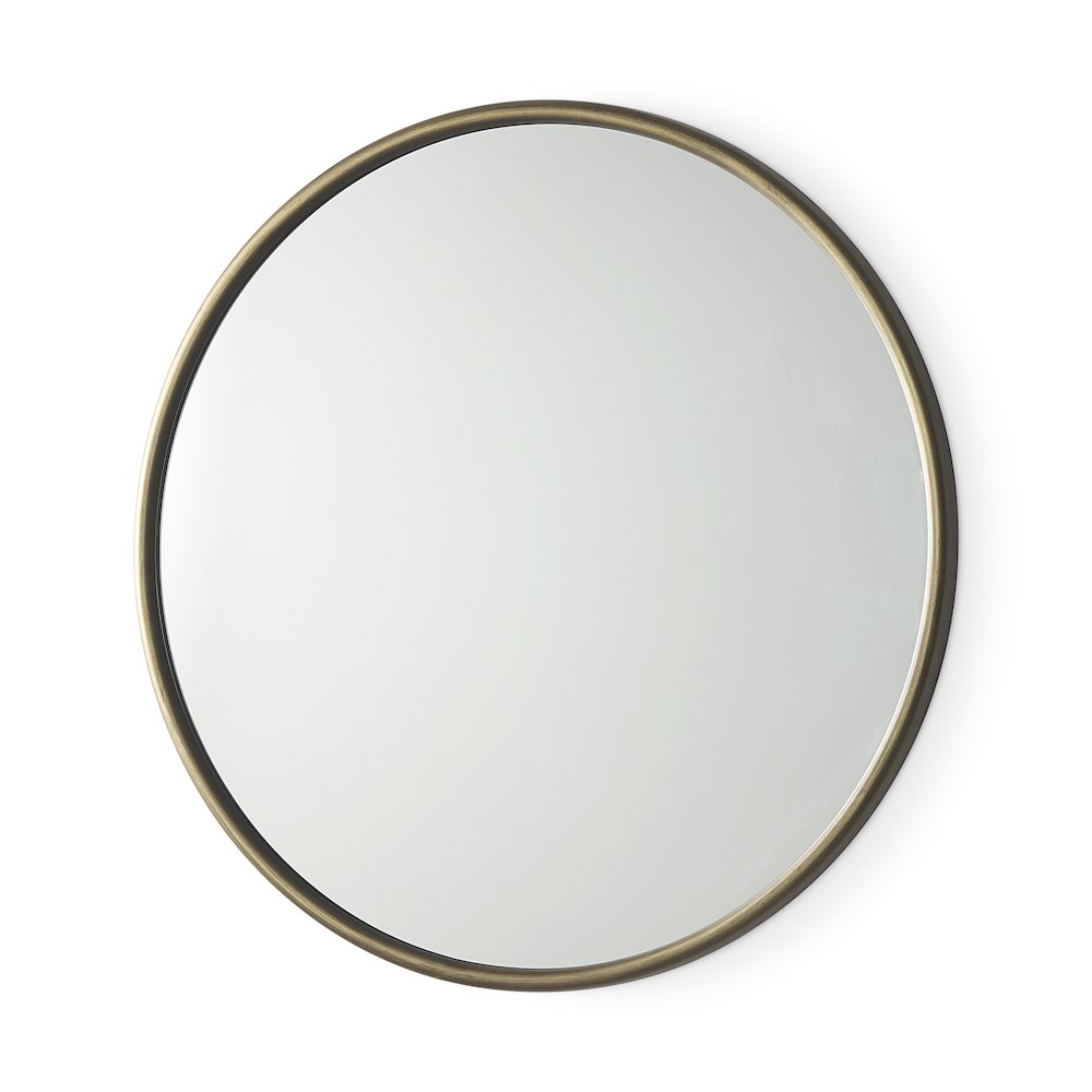 Piper 35.8L x 1.0W x 35.8H Small Gold Metal Round Wall Mirror. Picture 1