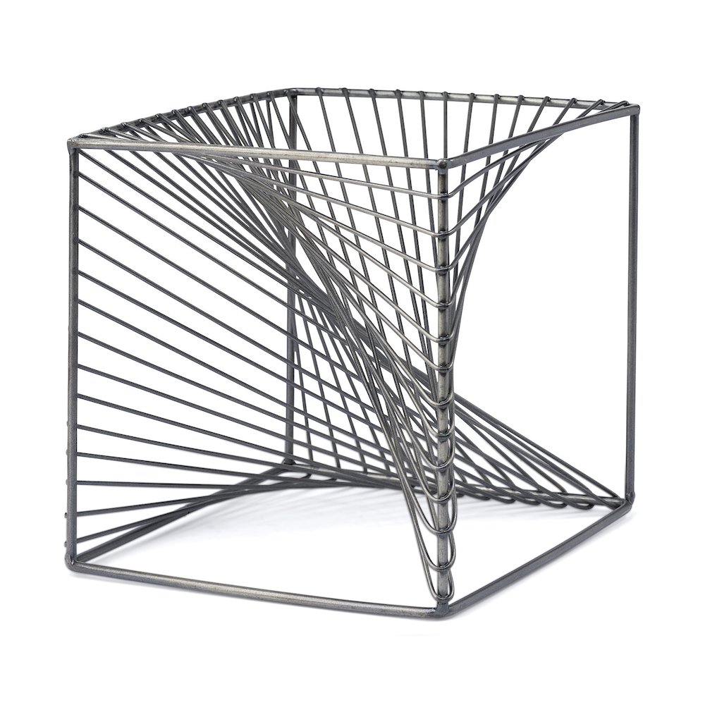 Rochon 8L x 8W Gray Metal Decorative Cube. Picture 1