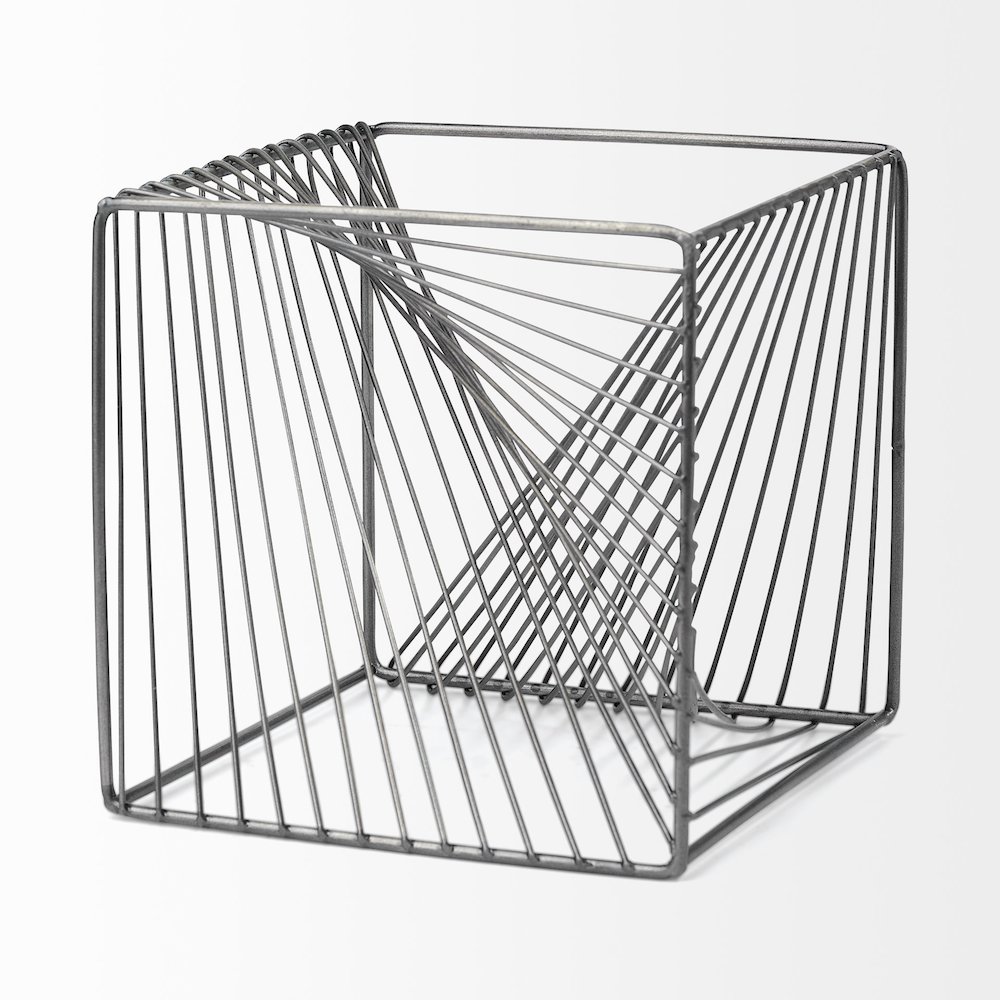 Rochon 8L x 8W Gray Metal Decorative Cube. Picture 3