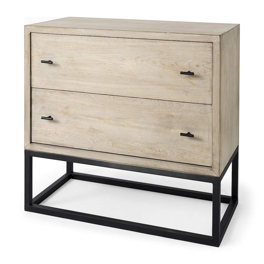 Ciara 32L x 16W Beige Fir Veneer 2 Drawer Accent Cabinet. Picture 1