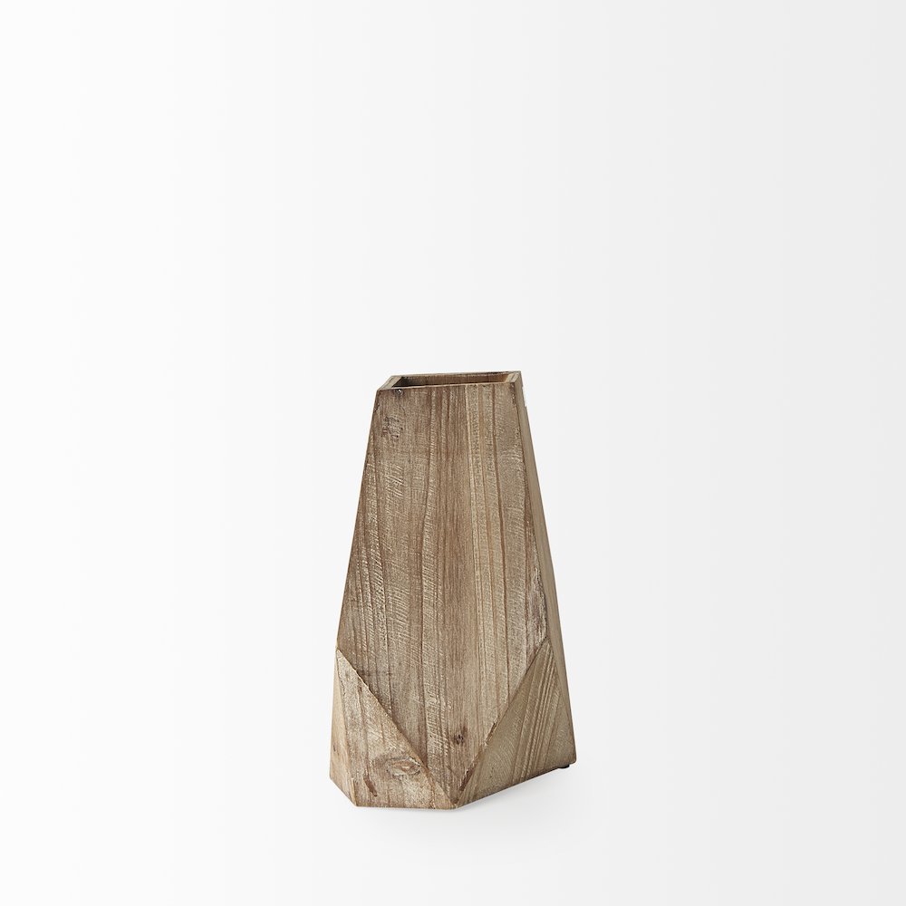 Allen III Tall Natural Wooden Base Oval Vase. Picture 3