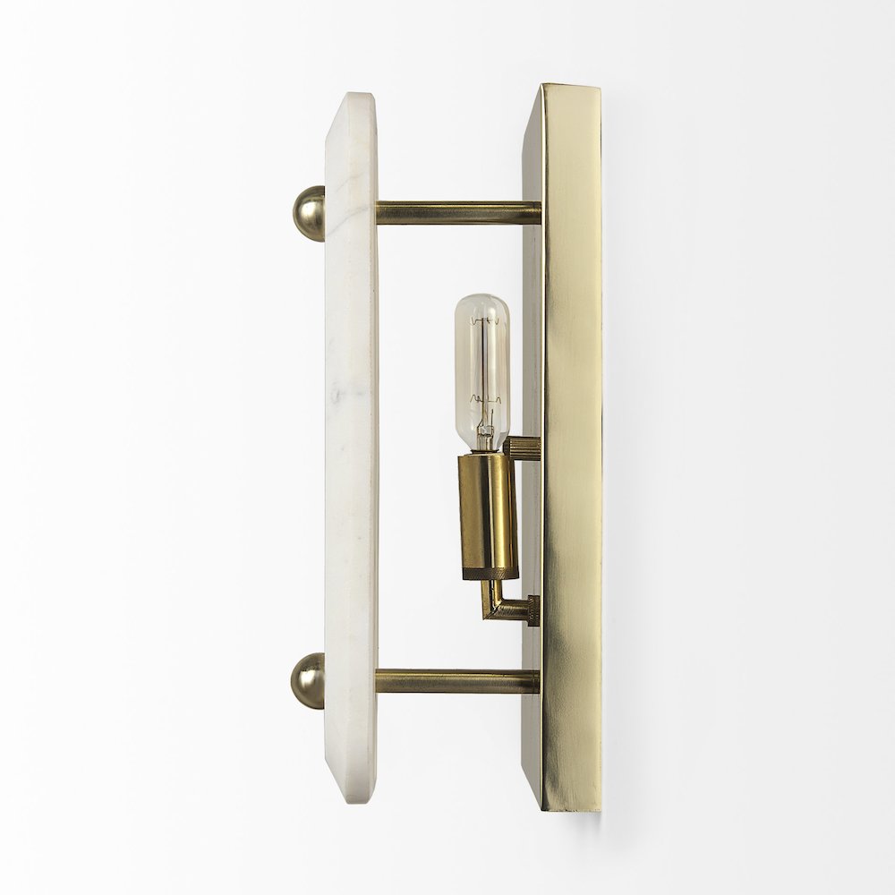 Stein 5L x 6W Gold W/ White Marble Shade Wall Sconce. Picture 2