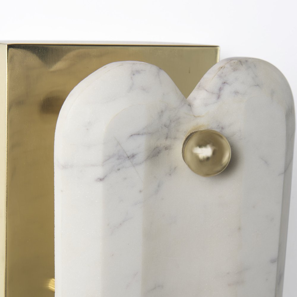Stein 5L x 6W Gold W/ White Marble Shade Wall Sconce. Picture 3