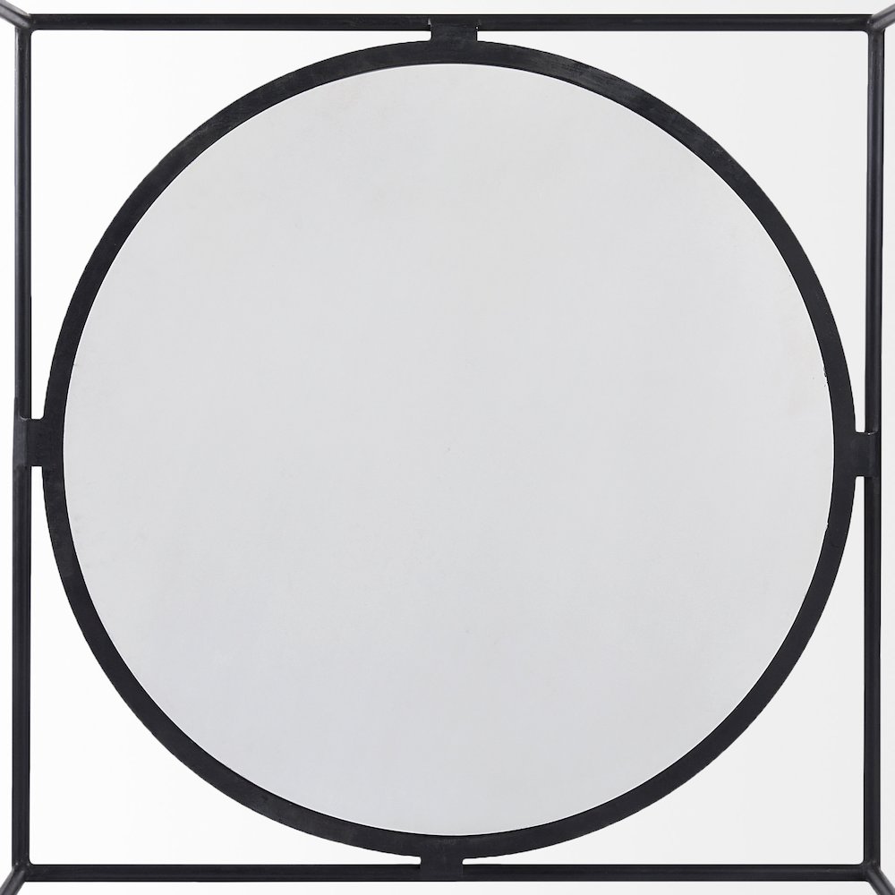 36L x 36W x 14.5H Round White Marble Top W/ Black Metal Frame Coffee Table. Picture 5