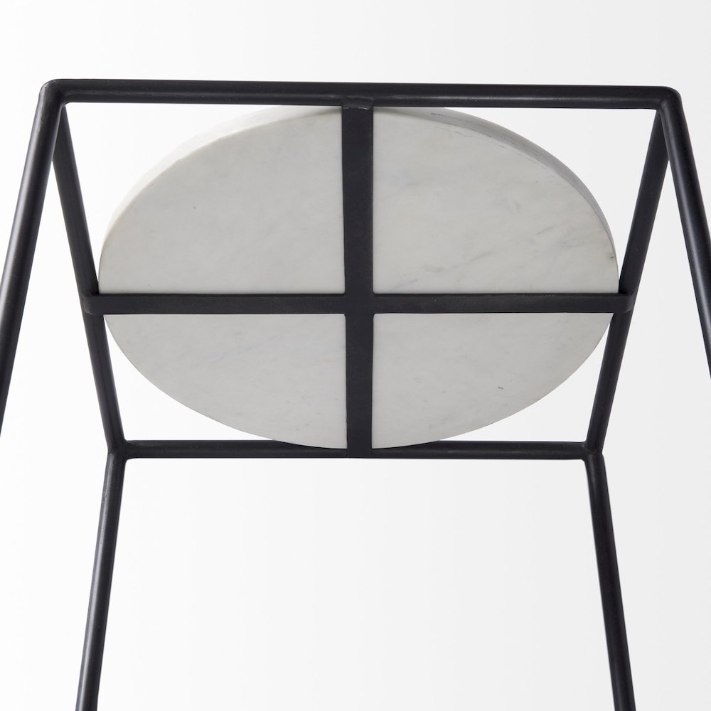Austen 20L x 20W x 22H Round White Marble Top W/ Black Metal Frame Side Table. Picture 7