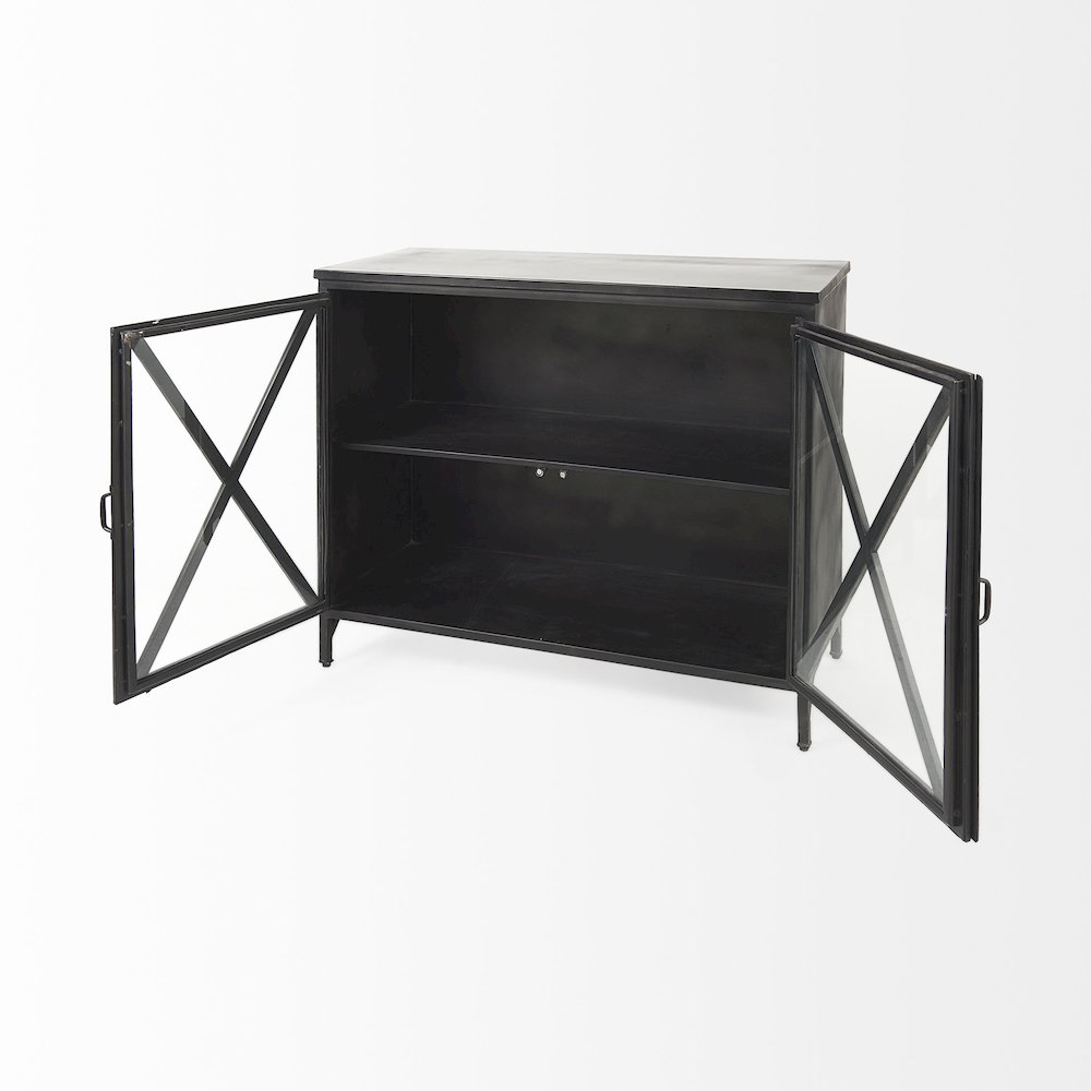 Poppy III 40L x 16W Black Metal With Glass Door Accent Cabinet. Picture 4