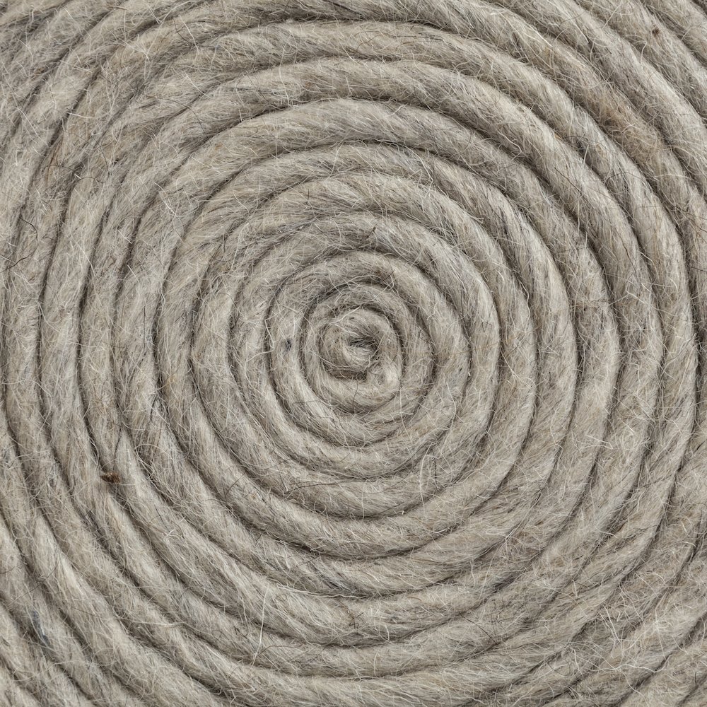 Allium Oatmeal Handwoven Wool Cylindrical Pouf. Picture 5