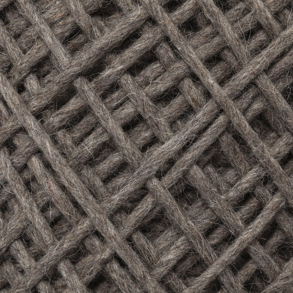 Allium Dark Brown Handwoven Wool Cylindrical Pouf. Picture 3