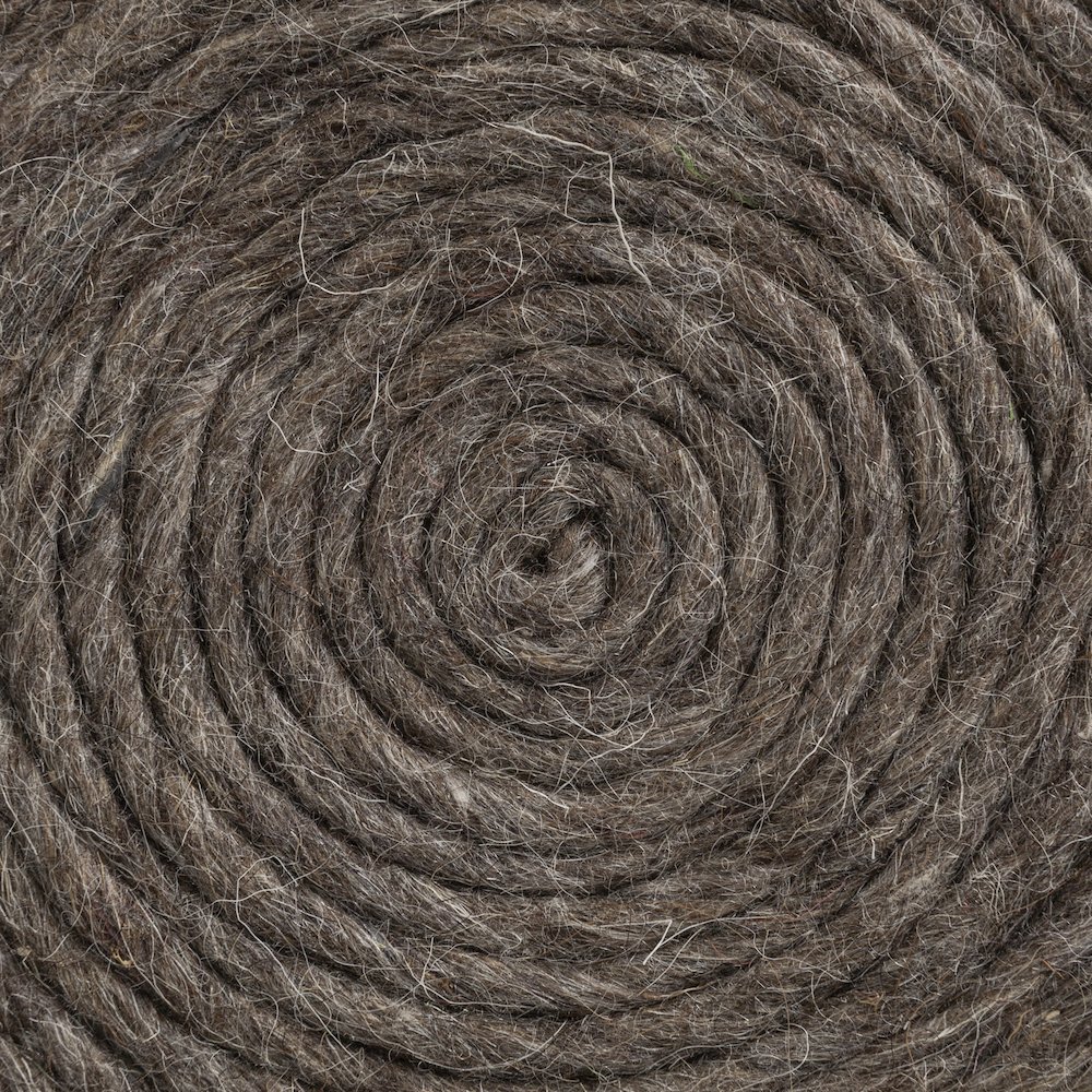 Allium Dark Brown Handwoven Wool Cylindrical Pouf. Picture 4