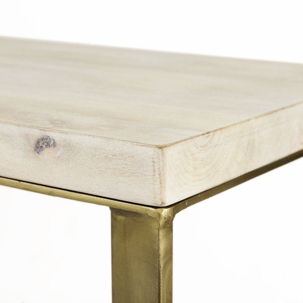 Faye 50L x 15W x 30H Barely Gray Finished Wood W/Gold Metal Base Console Table. Picture 4