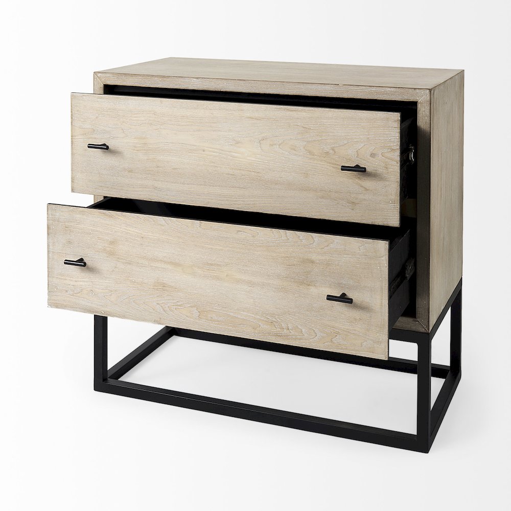 Ciara 32L x 16W Beige Fir Veneer 2 Drawer Accent Cabinet. Picture 5