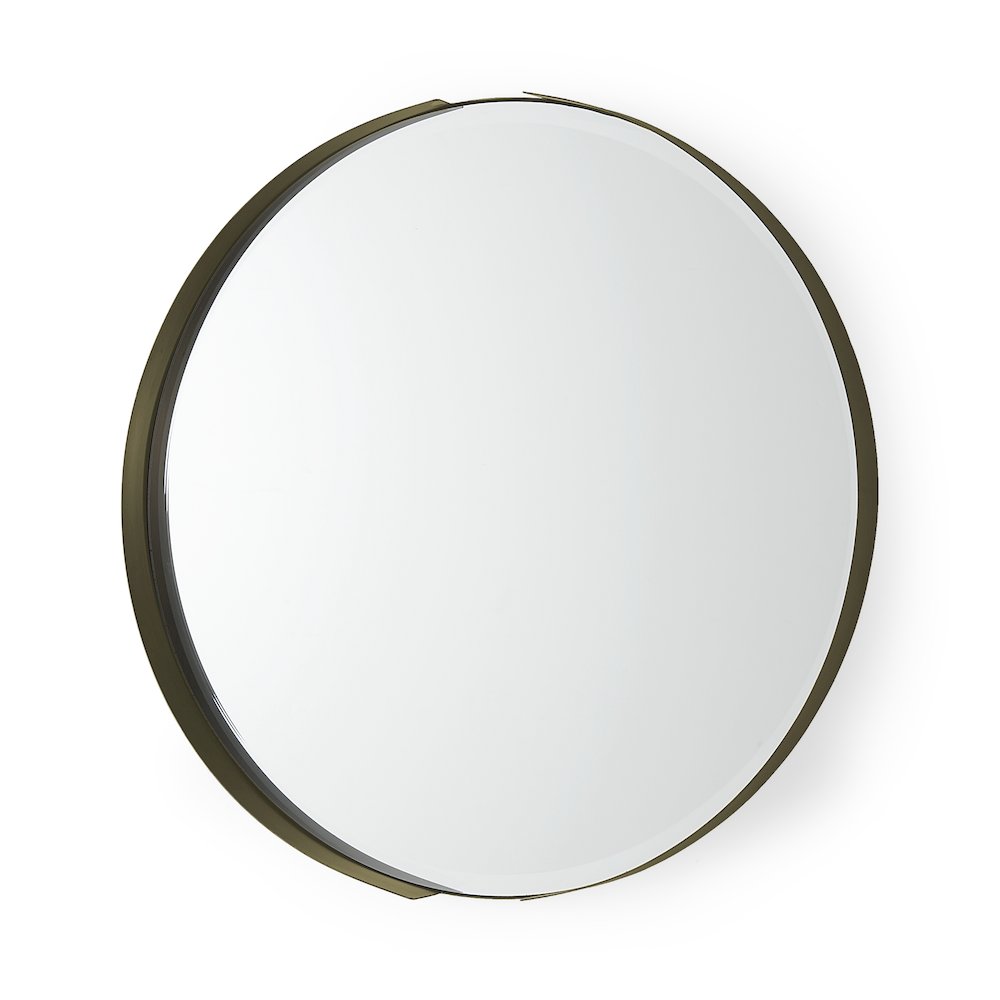 Adrianna 24.4" Gold Metal Round Mirror. Picture 1