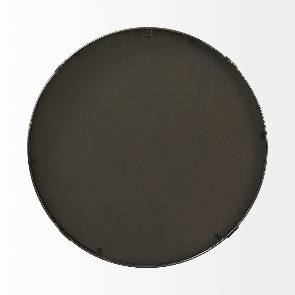 Melissa 23" Small Round Gold Metal Wall Mirror. Picture 2