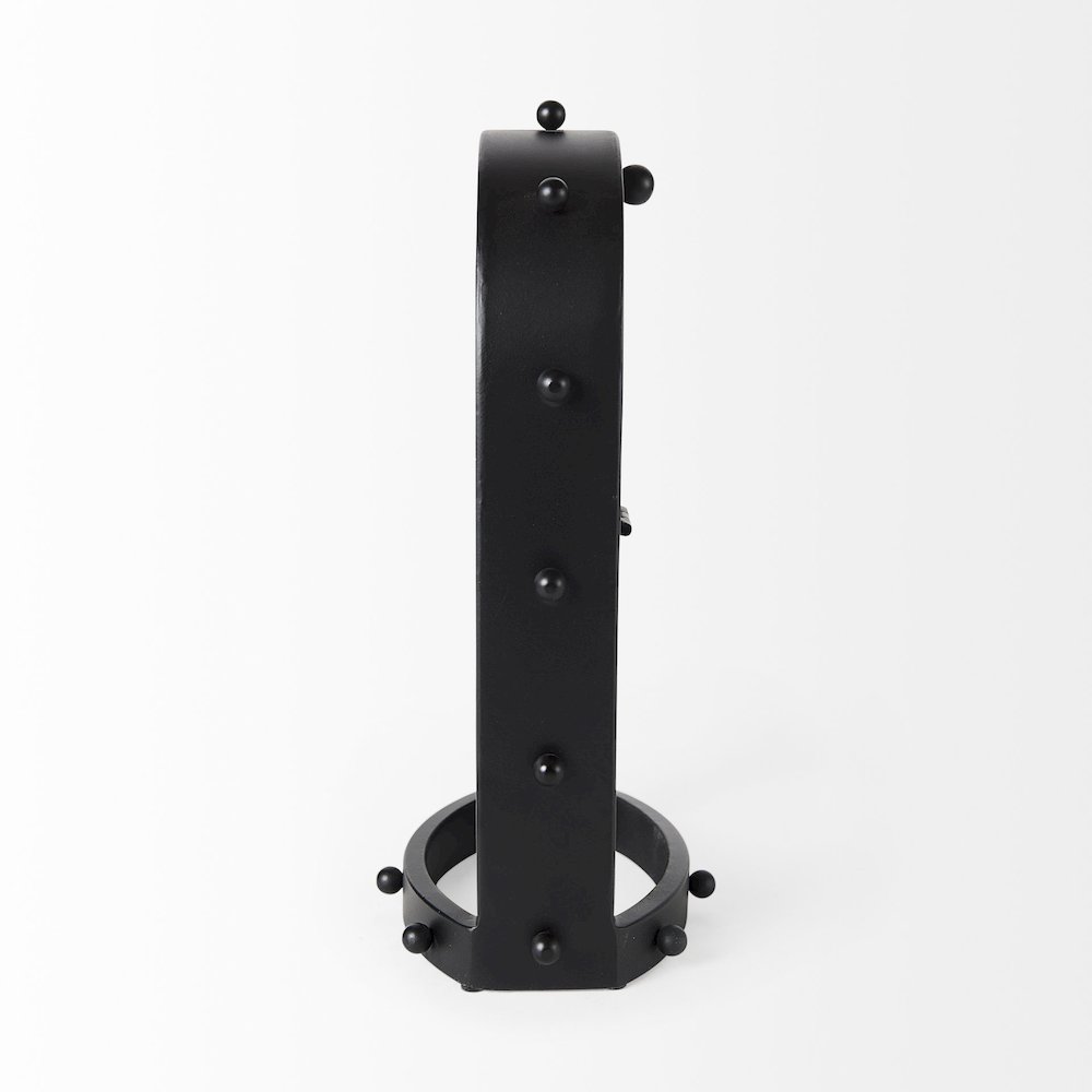 Marian 7.5L x 5.7W x 13.0H Black Studded  Table Clock. Picture 3