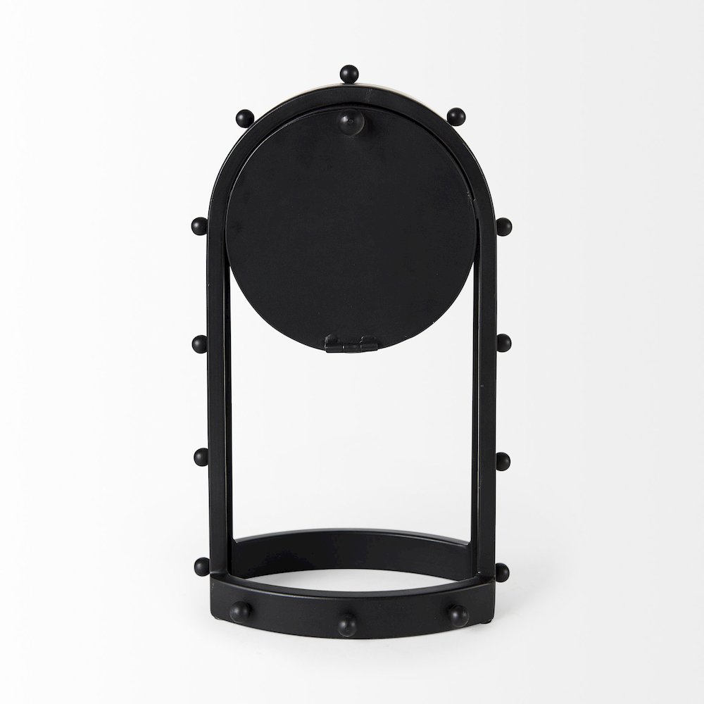 Marian 7.5L x 5.7W x 13.0H Black Studded  Table Clock. Picture 4