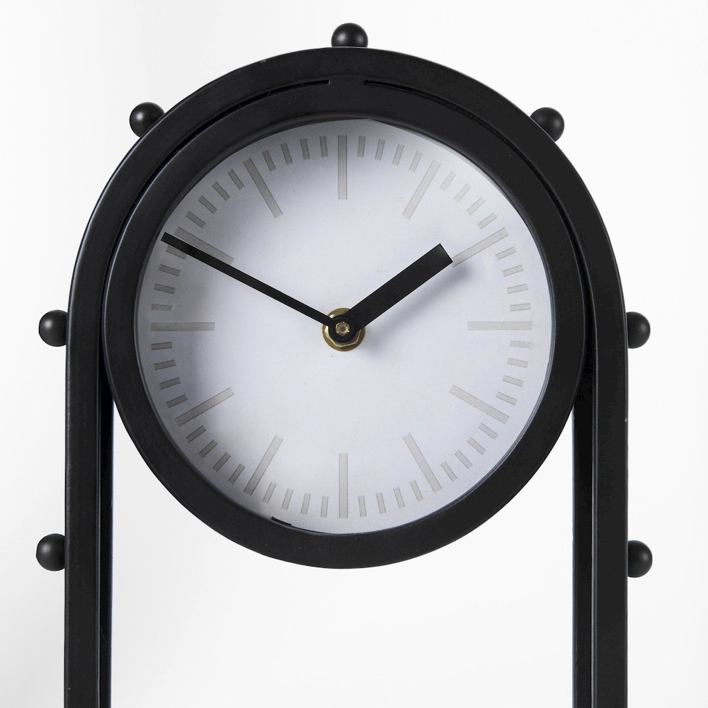 Marian 7.5L x 5.7W x 13.0H Black Studded  Table Clock. Picture 5