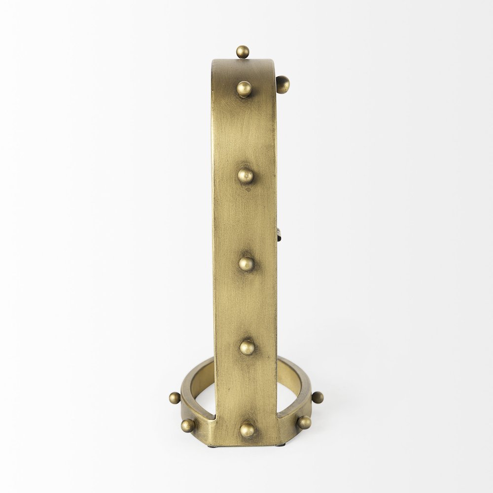 Marian 7.5L x 5.7W x 13.0H Gold Studded Table Clock. Picture 2