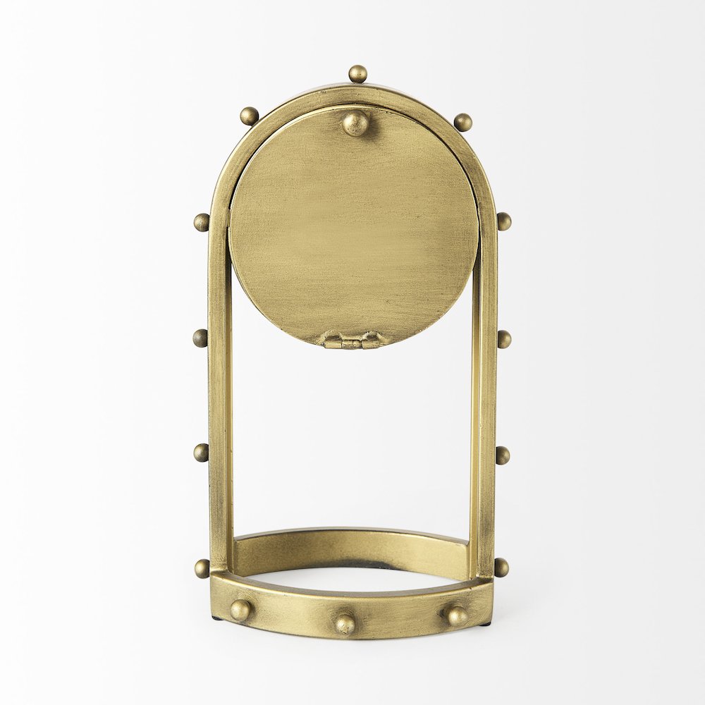 Marian 7.5L x 5.7W x 13.0H Gold Studded Table Clock. Picture 3