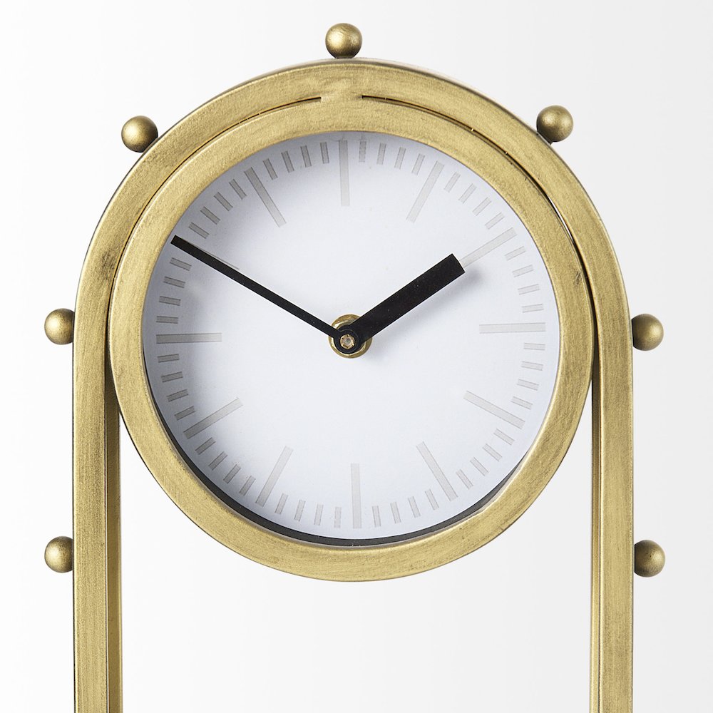 Marian 7.5L x 5.7W x 13.0H Gold Studded Table Clock. Picture 4