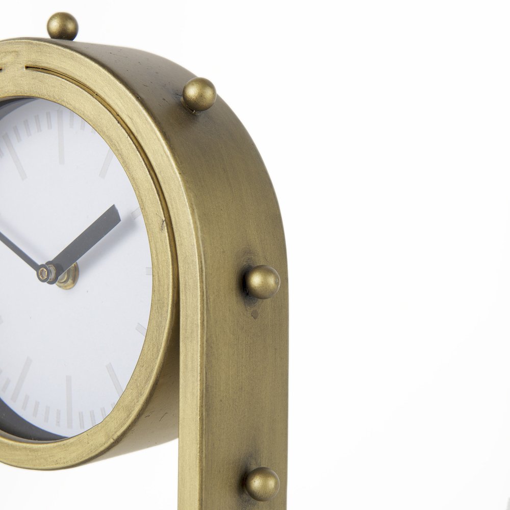 Marian 7.5L x 5.7W x 13.0H Gold Studded Table Clock. Picture 5