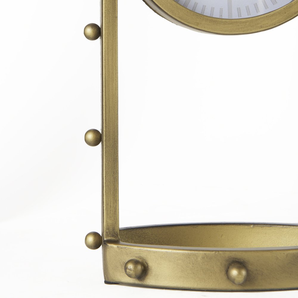 Marian 7.5L x 5.7W x 13.0H Gold Studded Table Clock. Picture 6