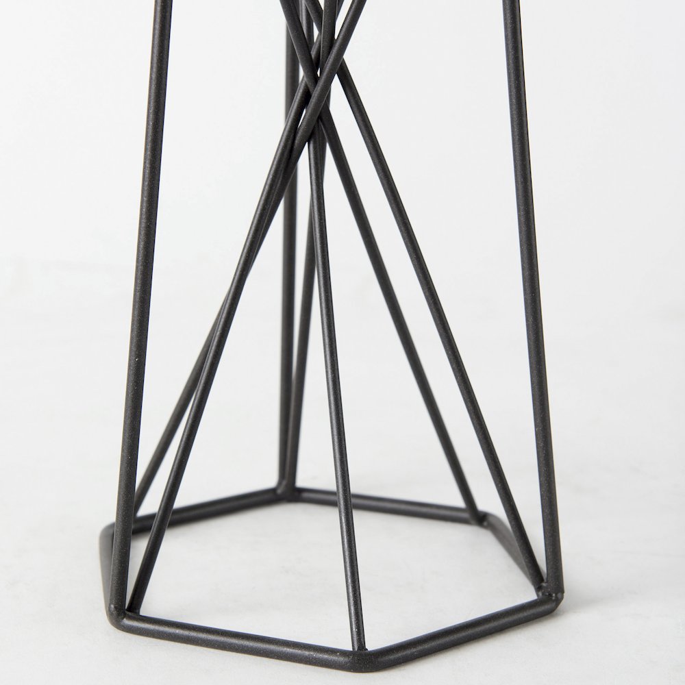 Sixx I Small Antiqued Metal Hexagonal Table Candle Holder. Picture 8