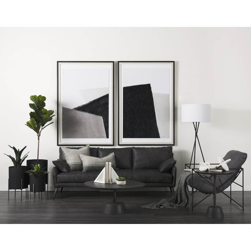 Leonidas 28.5L x 29.5W x 34.0H  Grey Fabric Wrap Black Metal Frame Accent Chair. Picture 14