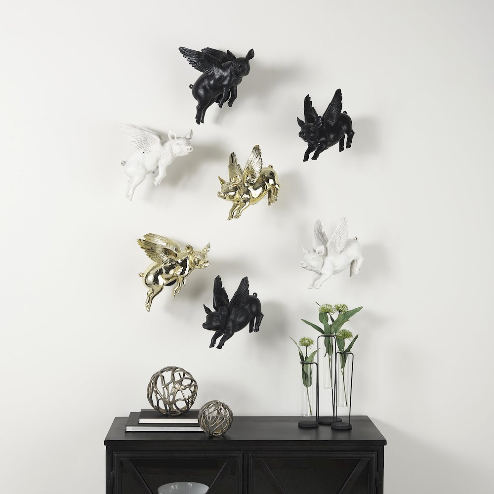 Hogbadi Set of 2 White Flying Pigs. Picture 2