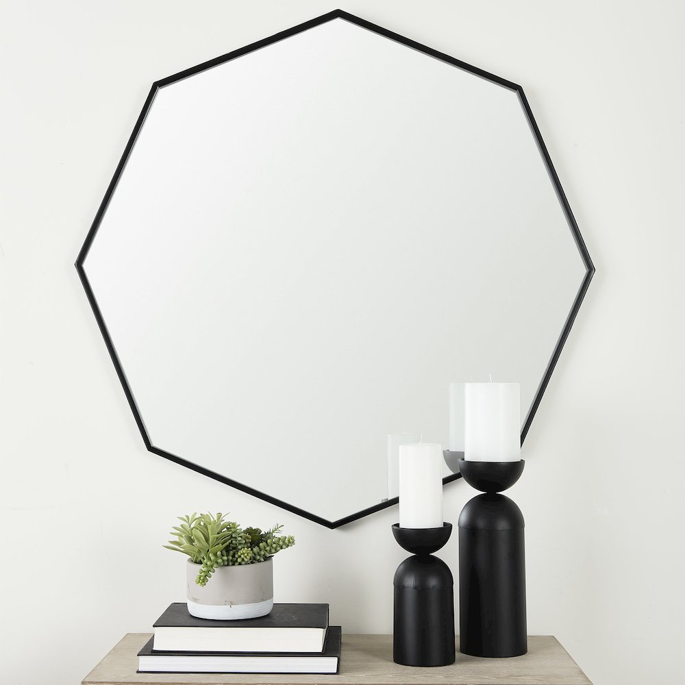 Helix 37" Octogon Black Metal Frame Mirror. Picture 9
