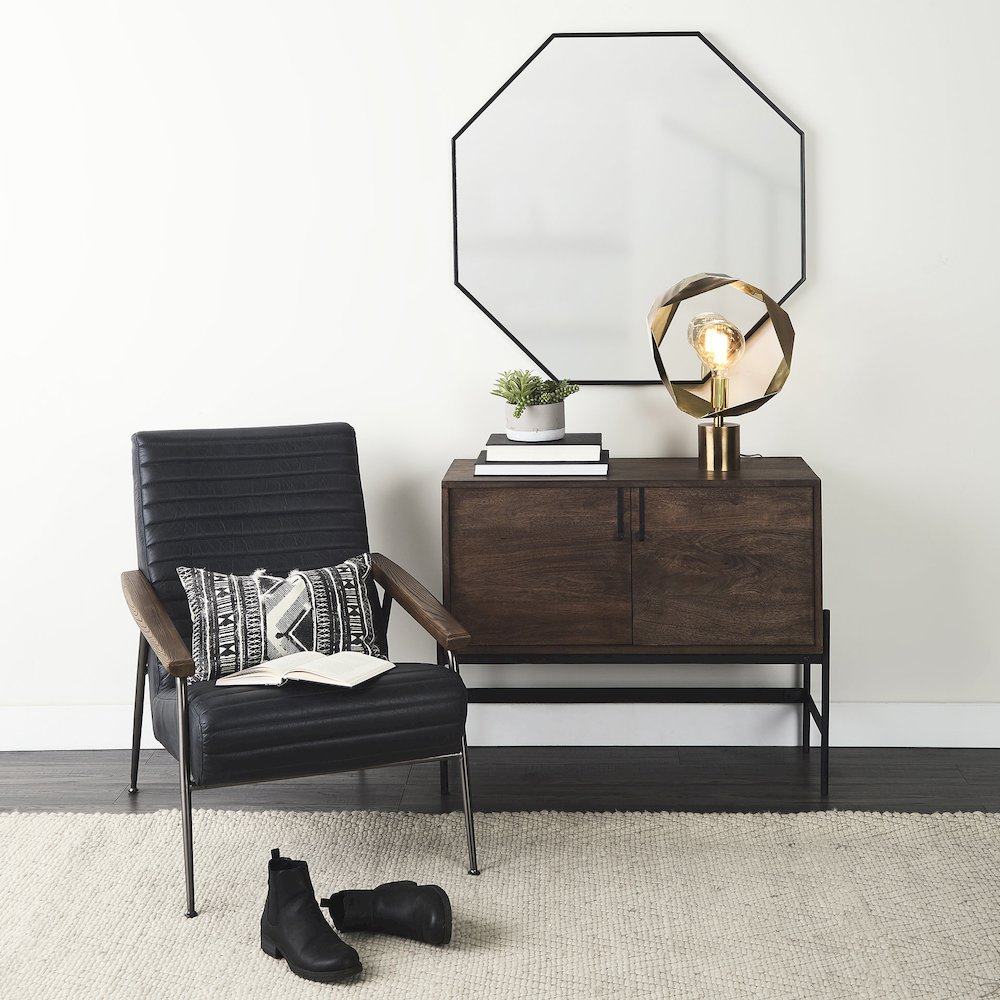 Helix 37" Octogon Black Metal Frame Mirror. Picture 10