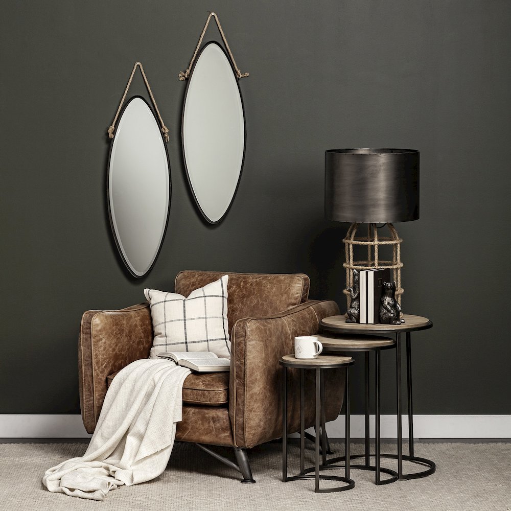 Glover (Set of 3) 20L x 20W Brown Wood Round Top W/Metal Nesting Accent Tables. Picture 2