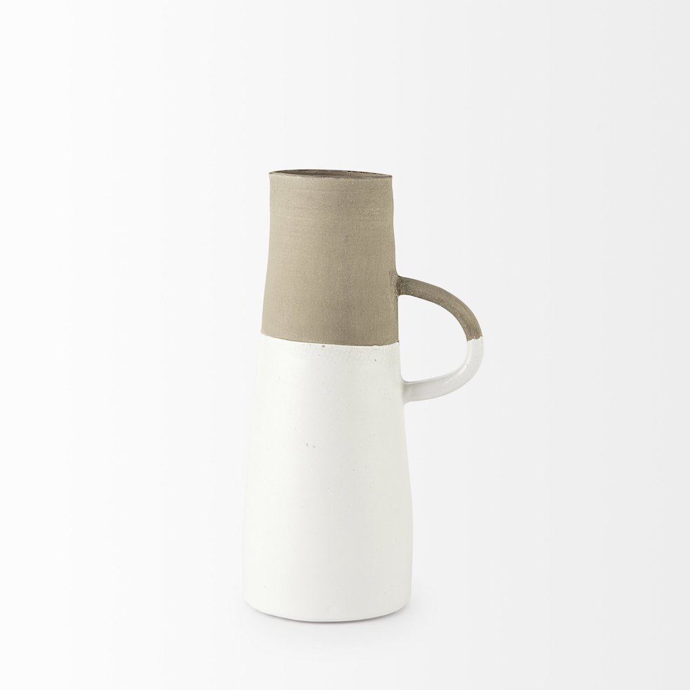 Garand Medium 15H Two-Toned White Natural Ceramic Jug. Picture 3