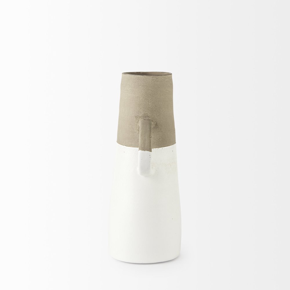Garand Medium 15H Two-Toned White Natural Ceramic Jug. Picture 4