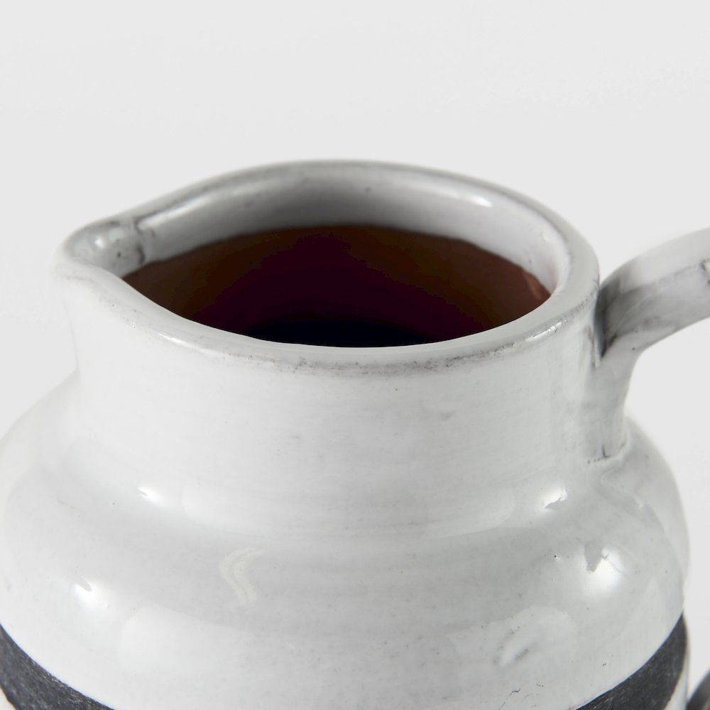 Harmon I Small White w/ Charcoal Stripes Ceramic Jug. Picture 5