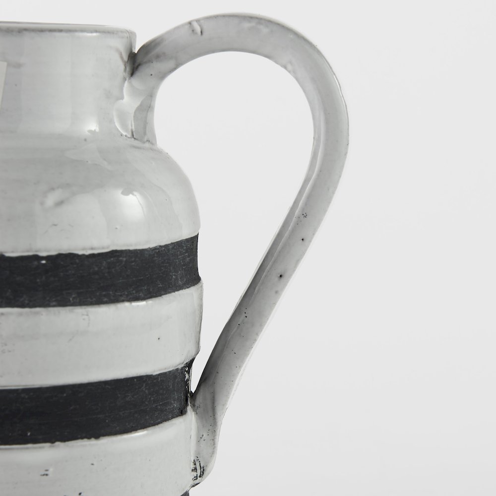 Harmon I Small White w/ Charcoal Stripes Ceramic Jug. Picture 6