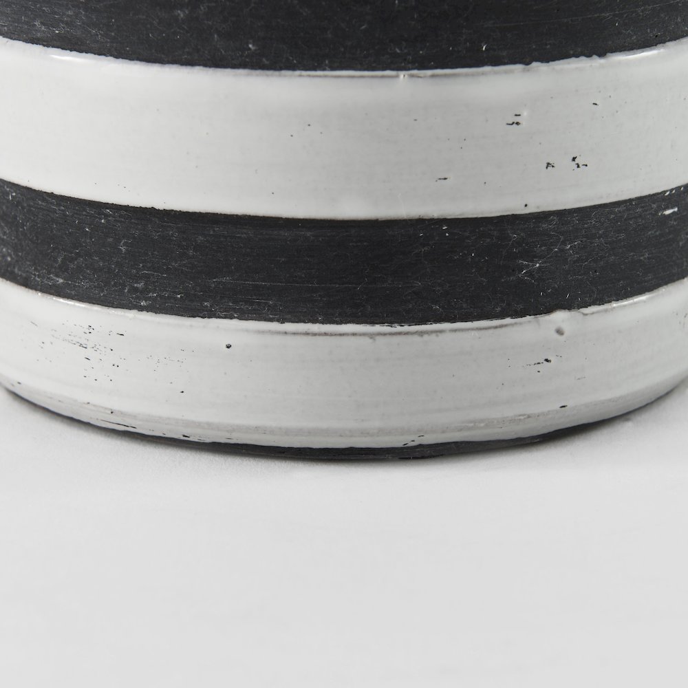 Harmon I Small White w/ Charcoal Stripes Ceramic Jug. Picture 7