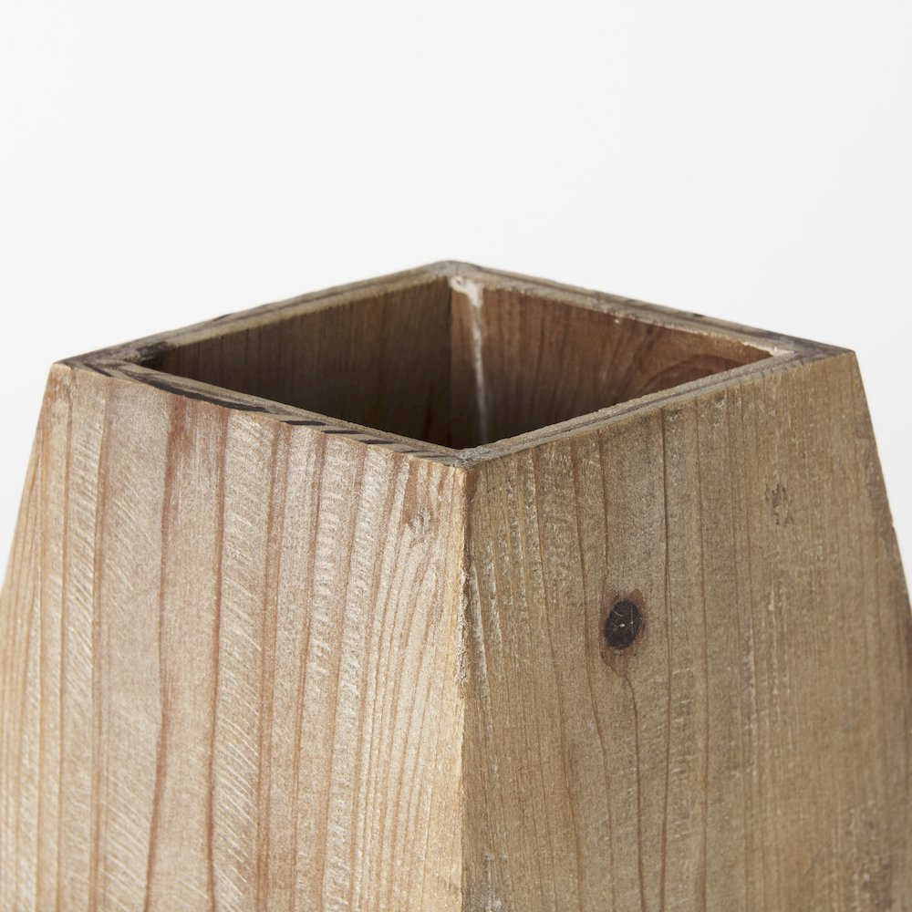 Allen III Tall Natural Wooden Base Oval Vase. Picture 6