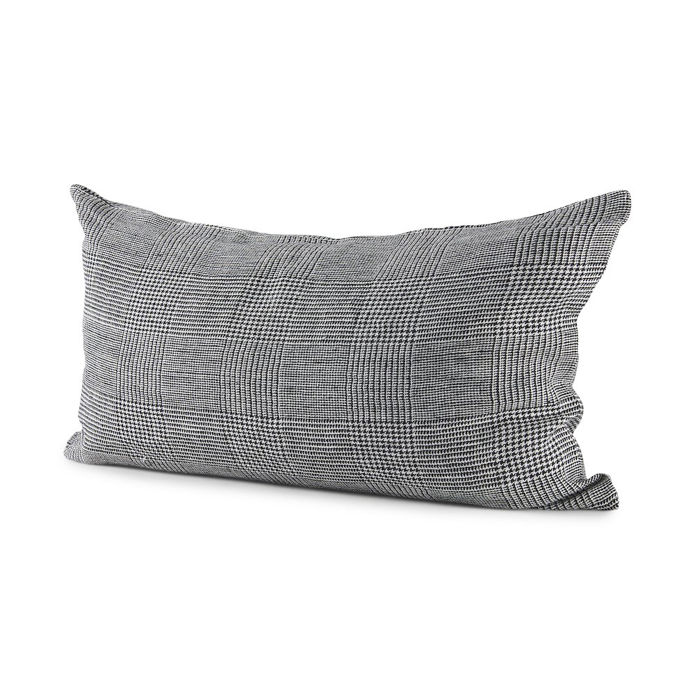 Ramone 14 x 26 White and Black Fabric Decorative Pillow Cover. Picture 1