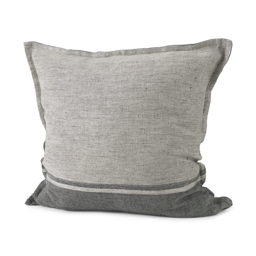 Light Gray and Dark Gray Fabric Color Blocked Decorative Pillow Cover. Picture 1
