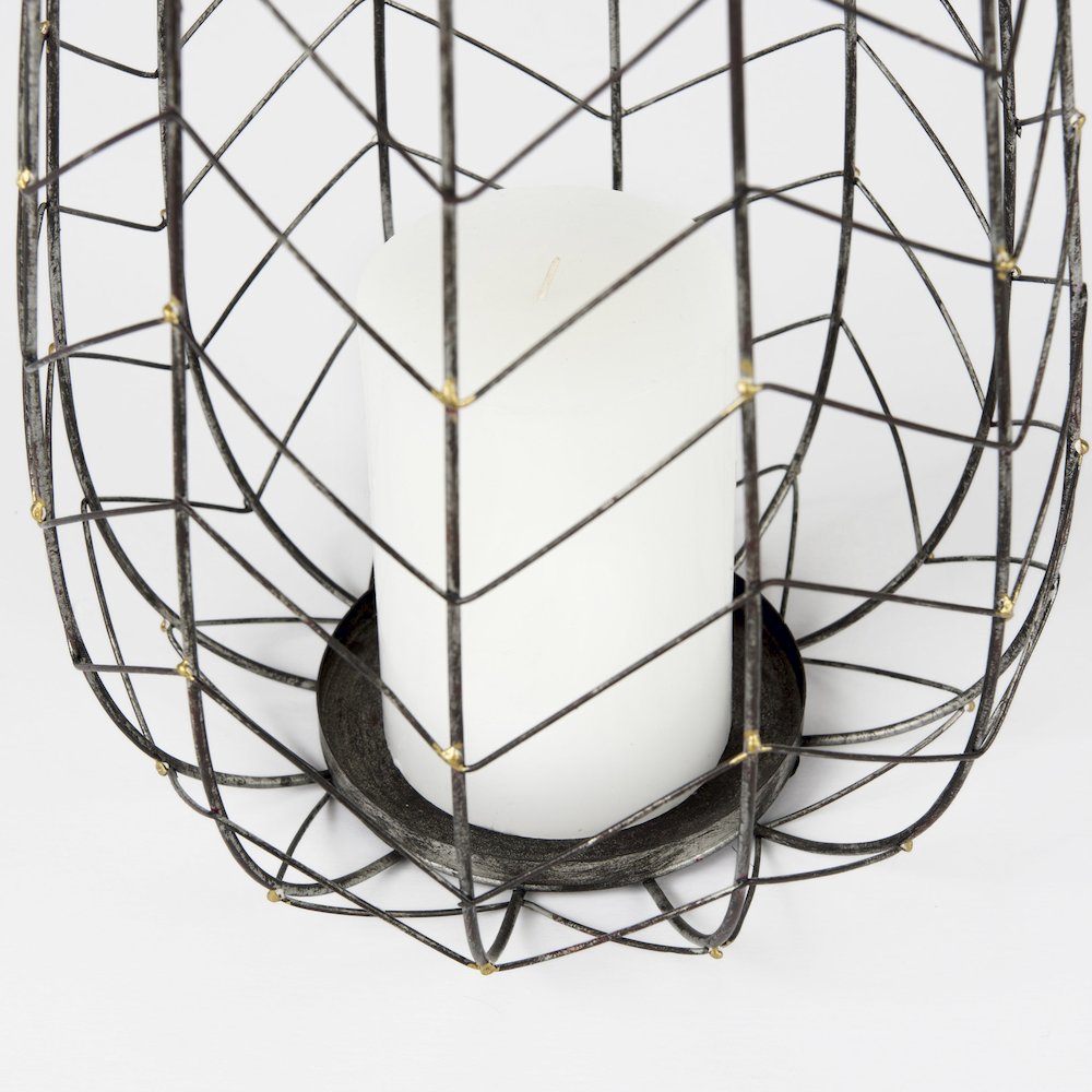 Petiole II Large Gold Toned Metal Table Candle Holder. Picture 6