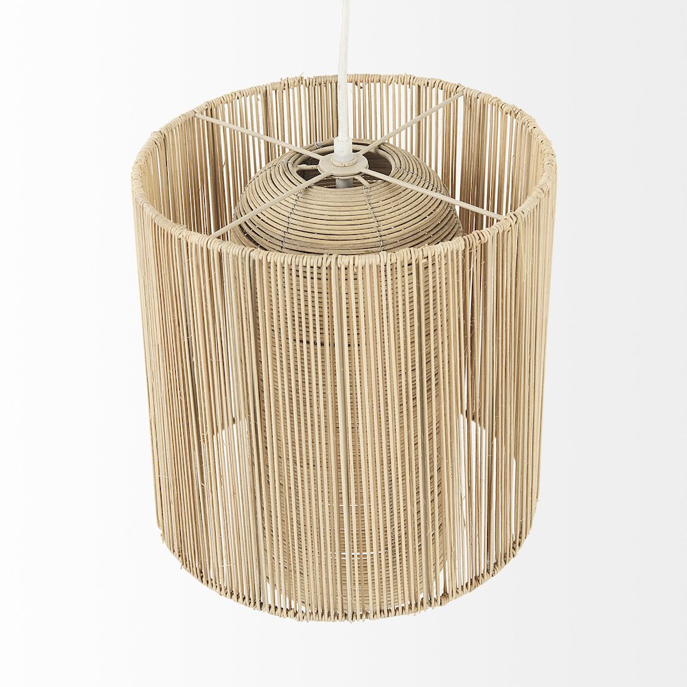 Aviario 14.2 L x 14.2 W x 14.2 H Natural Cane Cylindrical Pendant Light. Picture 4