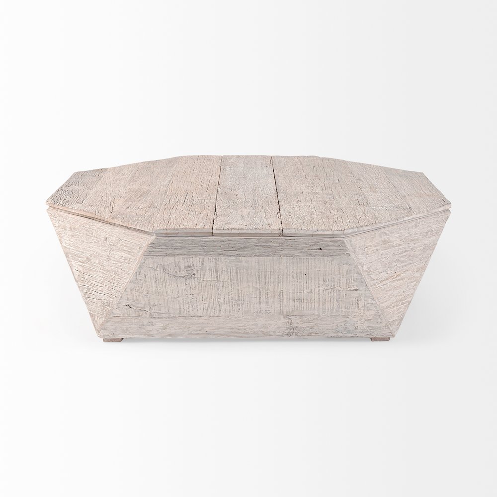 Esagono Octagonal Reclaimed Wood Coffee Table w/ Storage. Picture 2