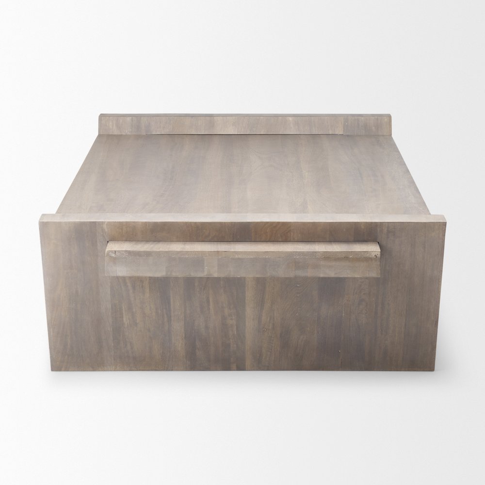 Elaine 59x36 Brown Solid Wood Top & Base Coffee Table. Picture 2